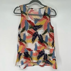 Mododoc Leaf Print Sleeveless Top
